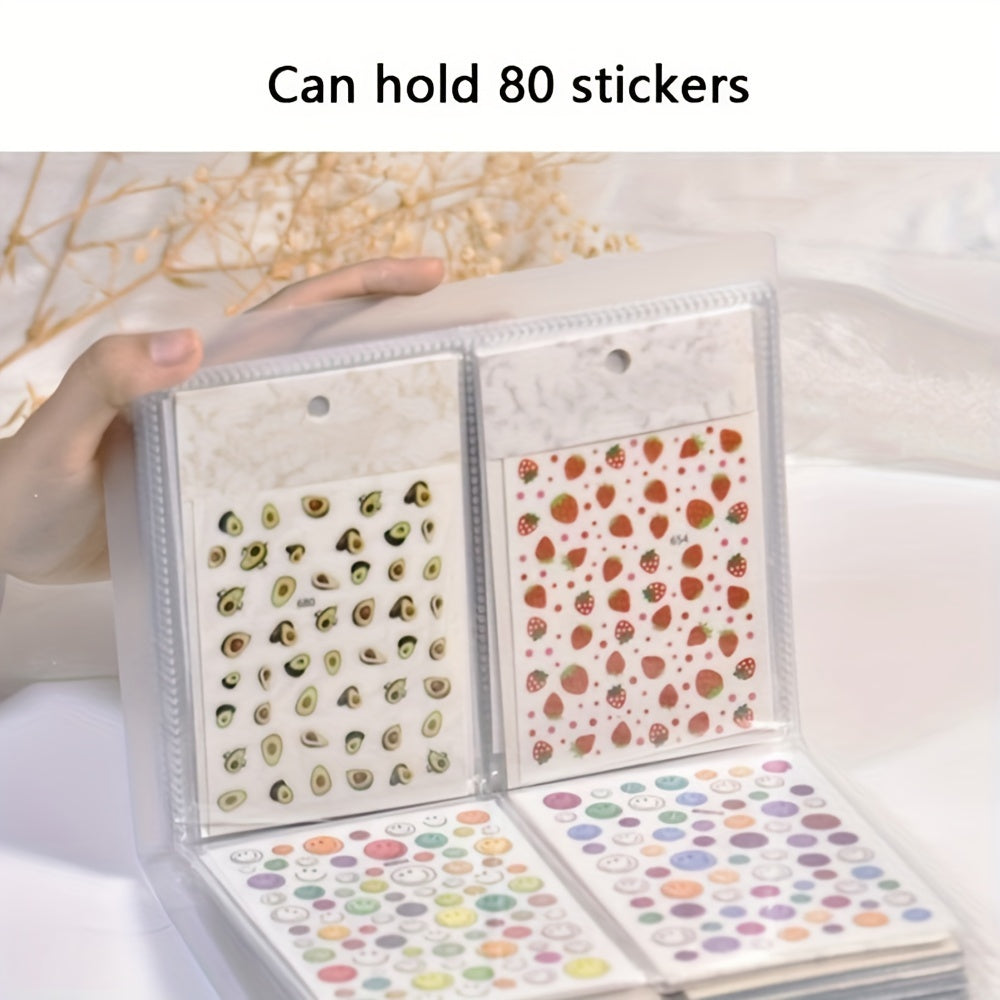 Double-Sided Nail Sticker Album Storage Rack with 80 Sheet Capacity for Home Organization