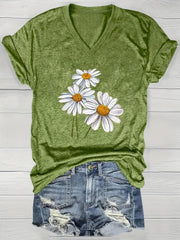 Women's V-Neck Casual Loose Short Sleeve T-Shirt for Europe and America