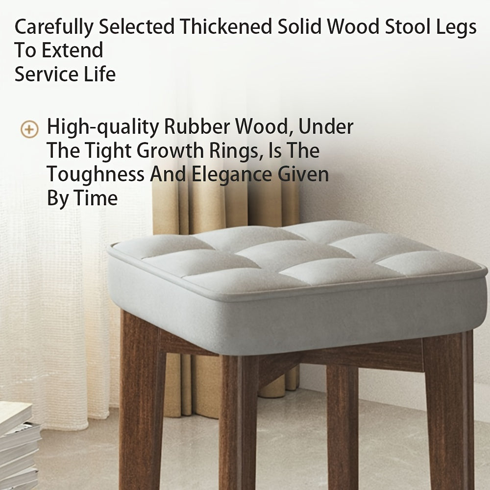 Taburete de comedor tapizado de madera maciza, sin brazos, sin respaldo, apilable, para el hogar