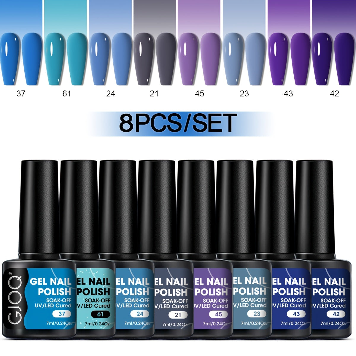 8-Piece Gel Nail Polish Set Long-Lasting UV LED Hypoallergenic Neutral Glitter