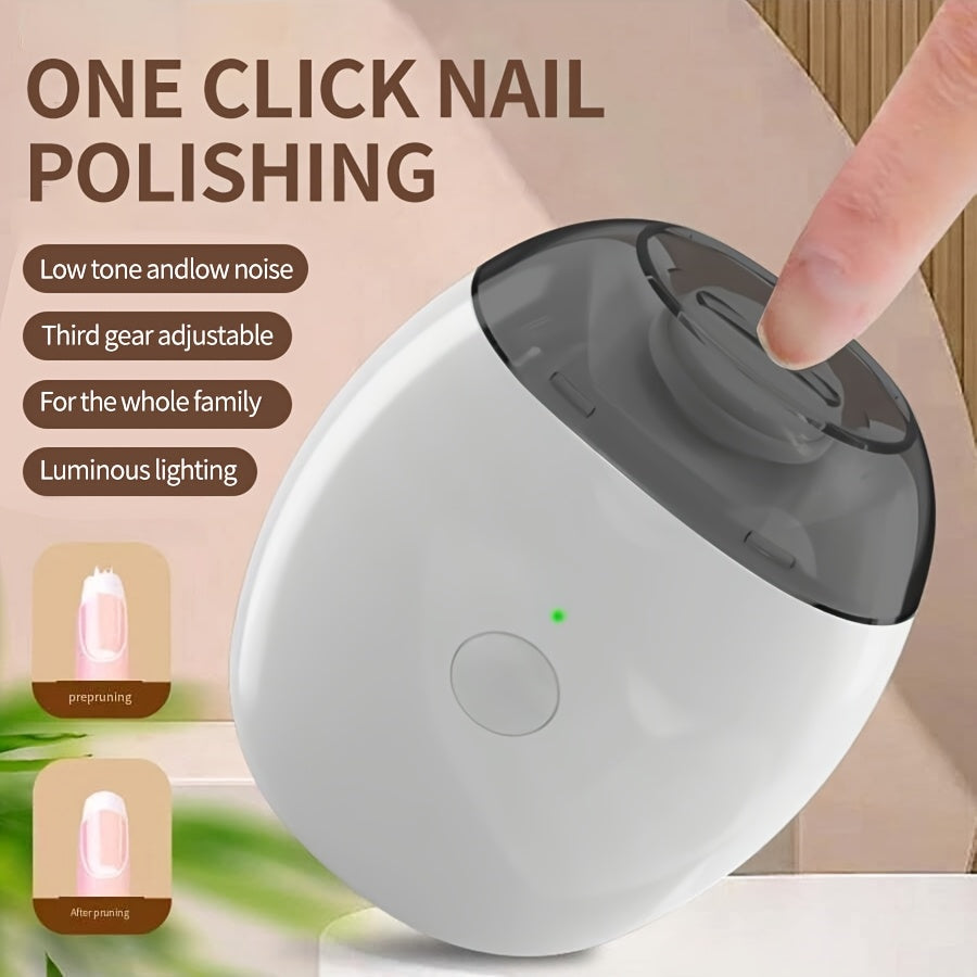 Amriver Portativ Elektron Tirnoq Qirqgich USB orqali zaryadlanadigan litiy polimer batareyasi, 3 tezlikda sozlanadigan, LED chiroq, jim ishlash, sayohat uchun qulay, avtomatik tirnoq maydalagich.