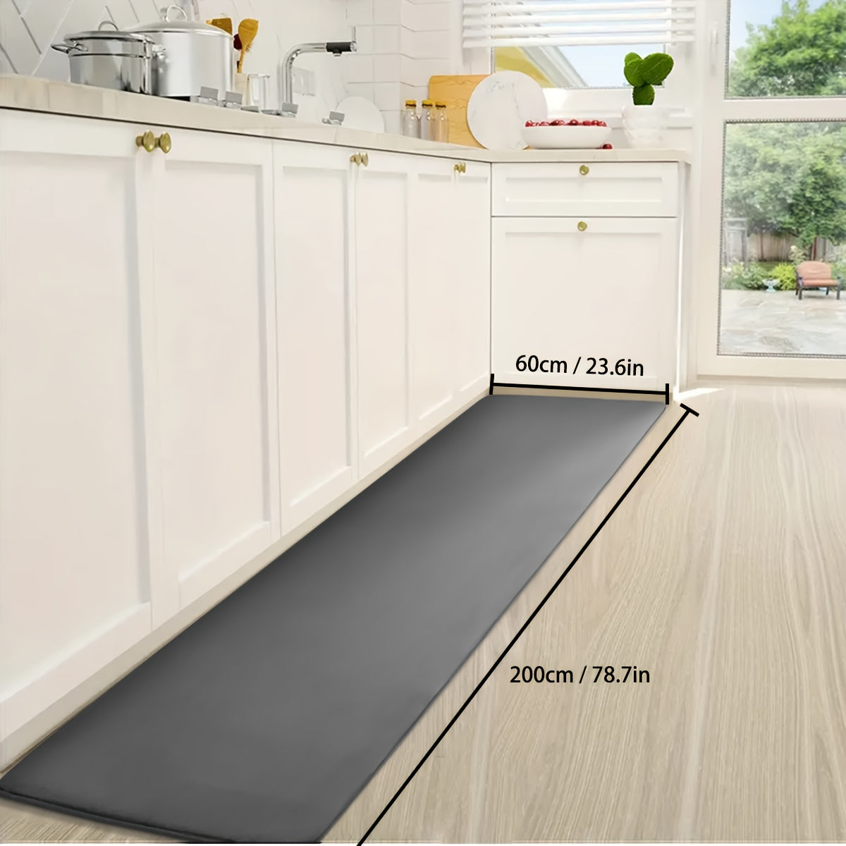 Polyester Kitchen Runner Mat Non-Slip Absorbent Low Pile Rectangular Rug