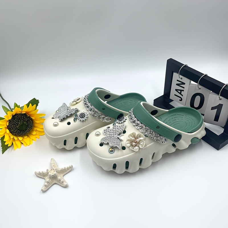 Women's Breathable EVA Sandals with Butterfly Chain Detail, Adjustable Straps