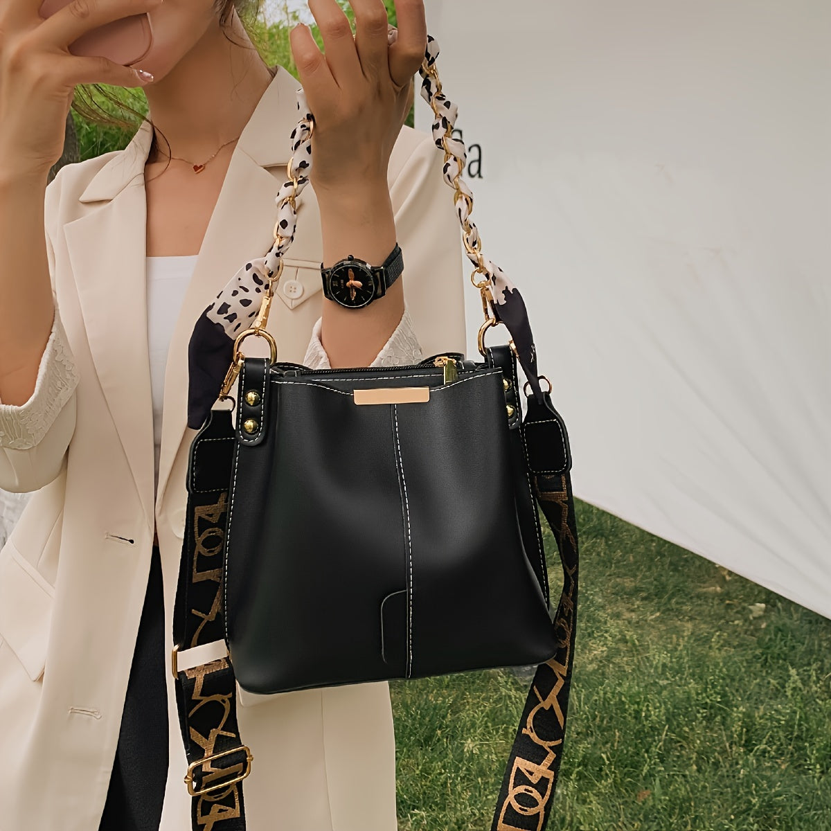 Women's Bucket Bag Crossbody Shoulder Bag Solid PU Casual Everyday