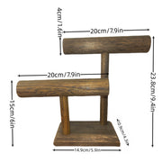 Yog'ochdan yasalgan ikki qavatli zargarlik buyumlarini namoyish qilish standi, bilakuzuklar va soatlar uchun, 1 dona
