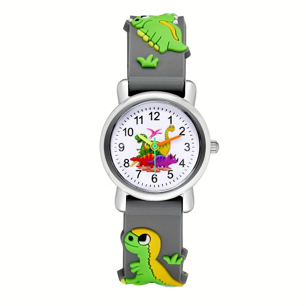 Kids' Dinosaur Quartz Watch for Children with Silicone Band and Colorful Design