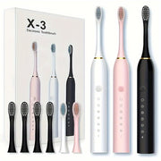 Set de cepillo de dientes eléctrico con 4 cabezales suaves para dientes sensibles, 6 modos, recargable por USB