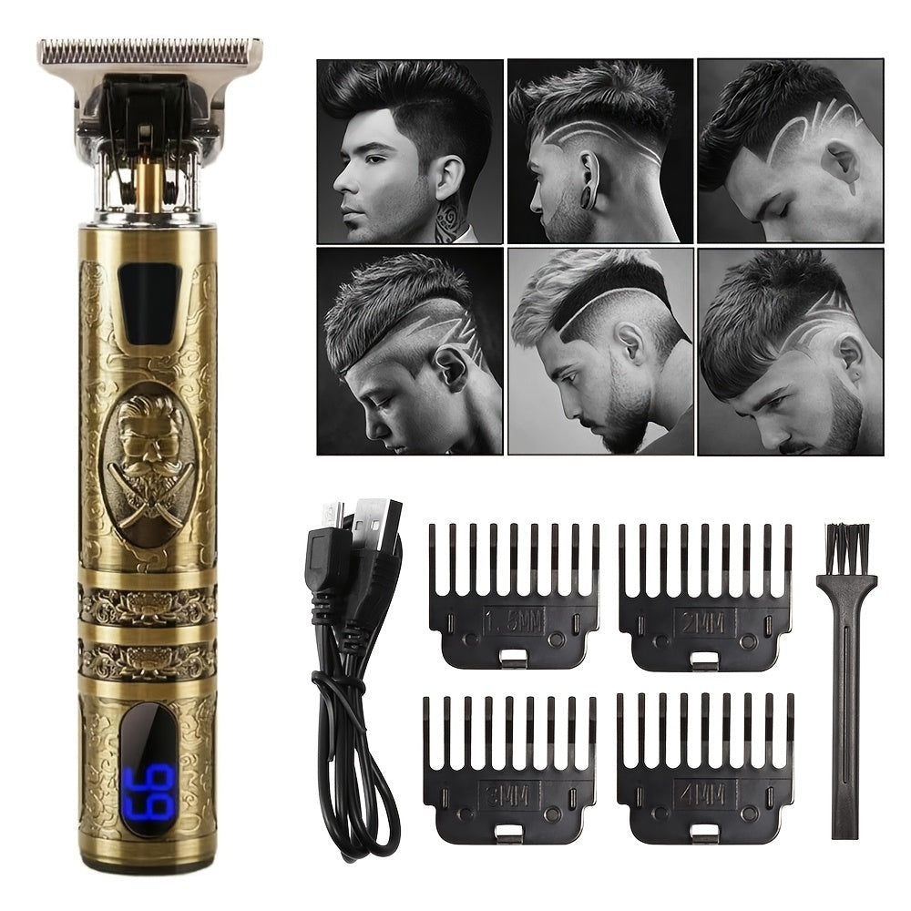 Men's Electric Hair Clipper with Rechargeable Lithium Battery and Adjustable Combs