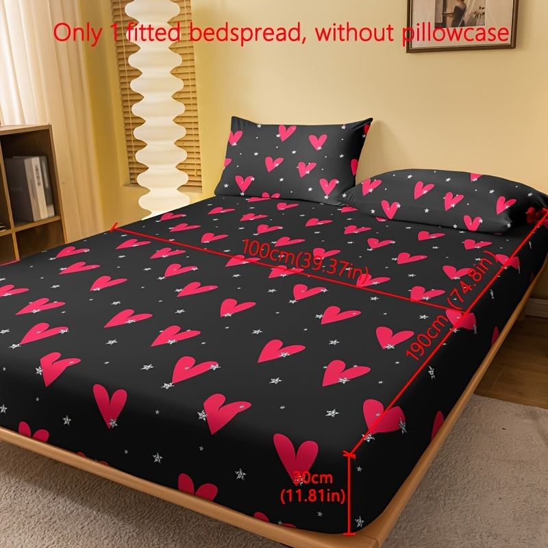 Soft Heart Print Fitted Sheet Deep Pockets Bed Bedroom Guest Room