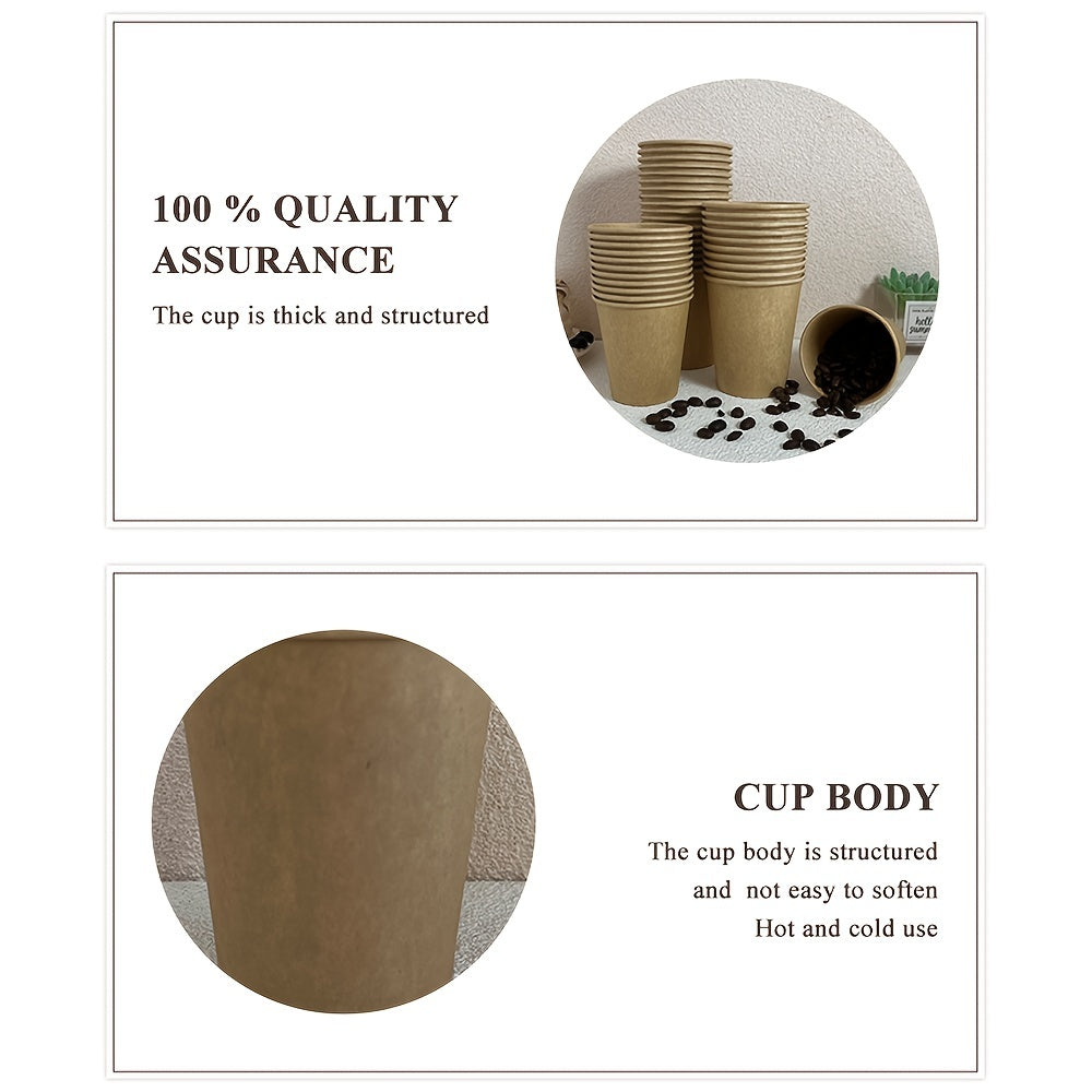 Pack of 50 Thickened Disposable Kraft Paper Cups 7/8 Oz for Coffee and Beverages