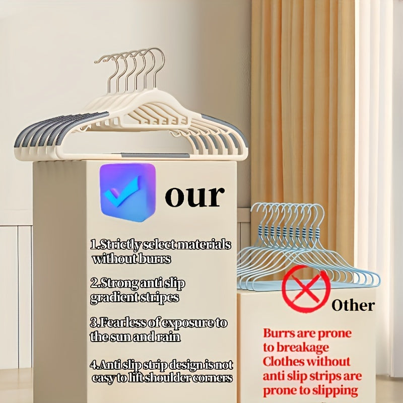 Percha de plástico con almohadilla antideslizante y hombro curvado para almacenamiento en armario