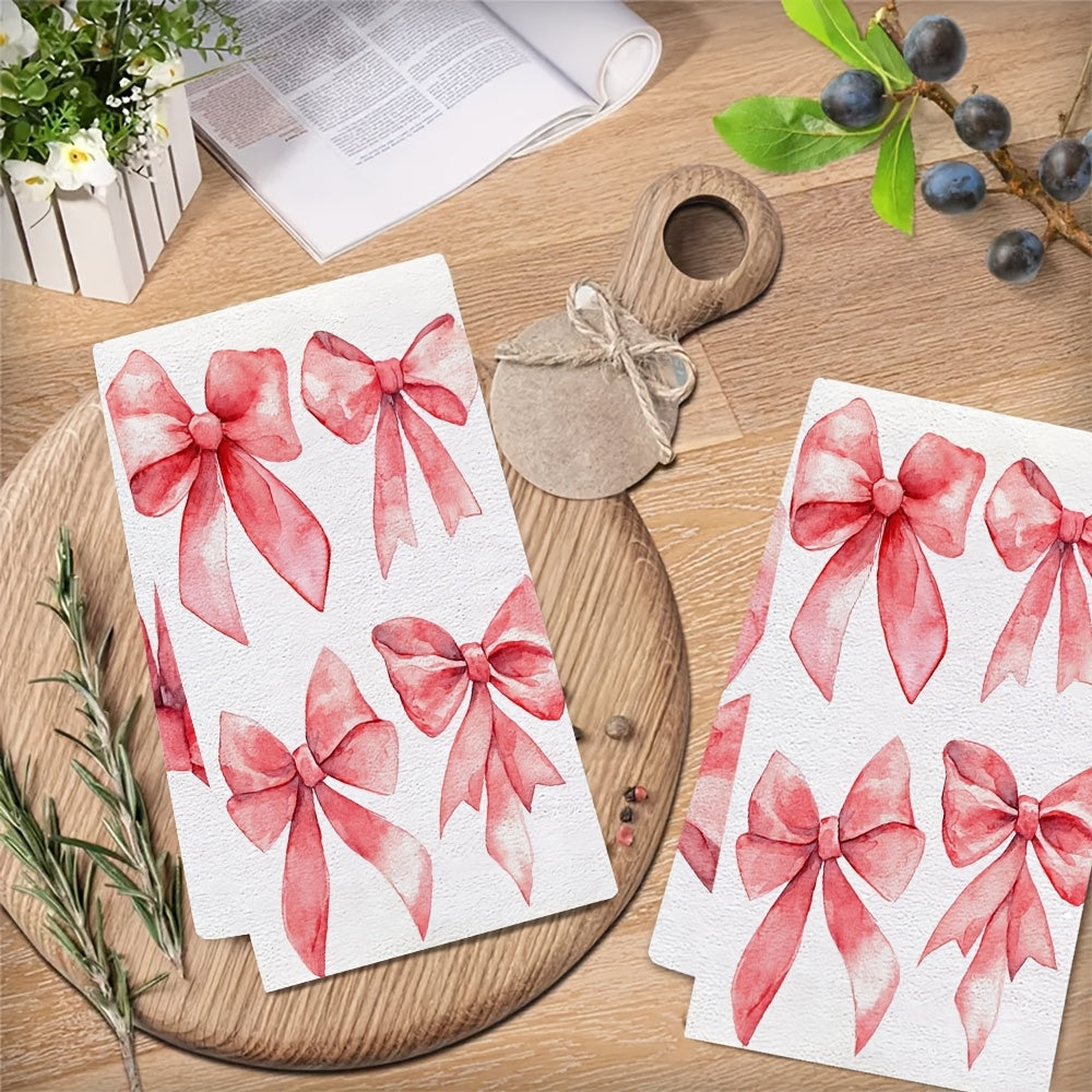 Toallas de cocina ultra suaves con patrón de lazo rojo, absorbentes, 40x60 cm