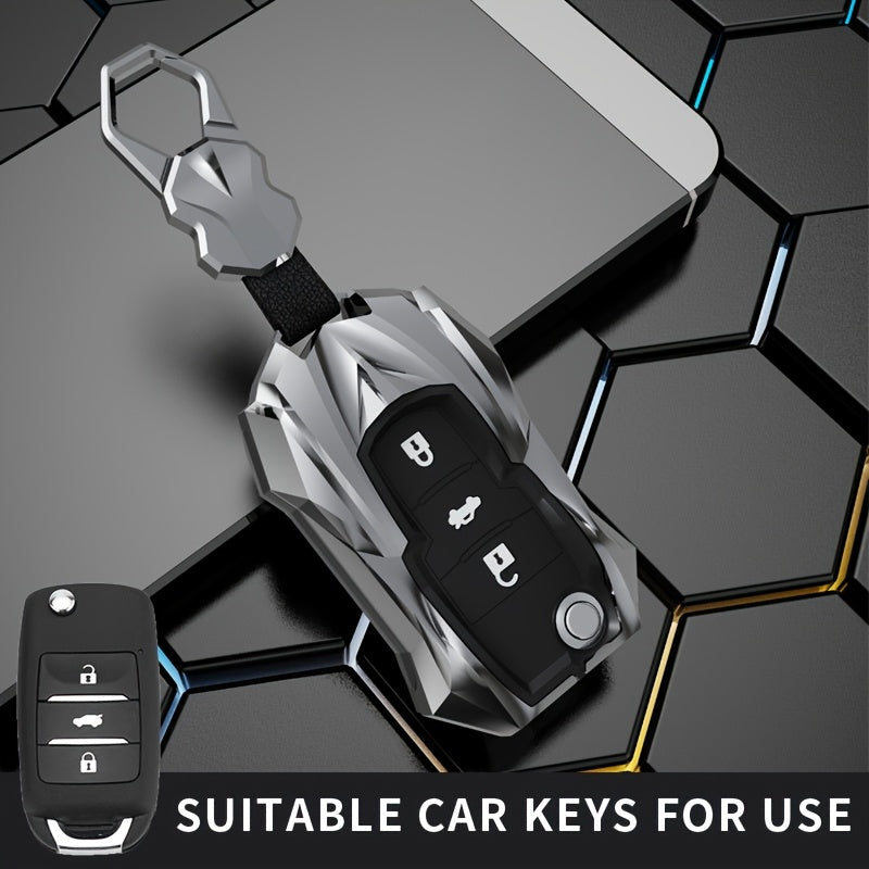 Cubierta protectora para llave de coche, funda para llavero de coche de 3 botones, universal, negro