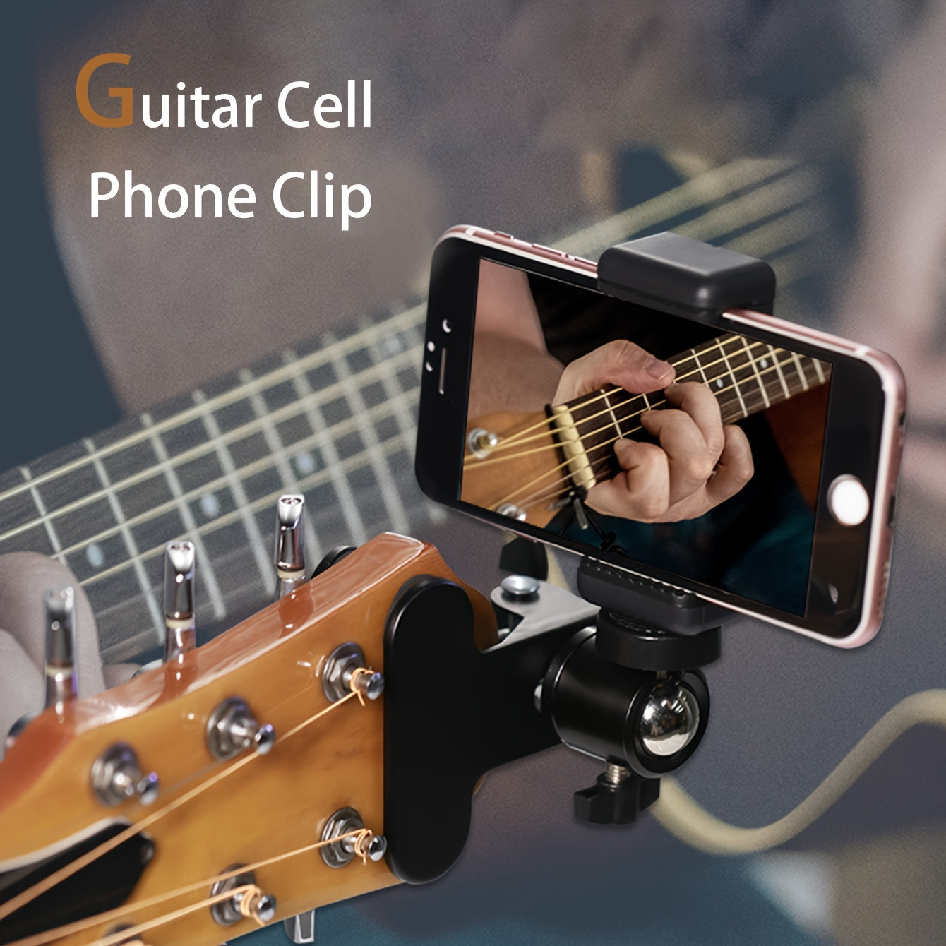 Black Alloy Cell Phone Clip for Live Streaming and Recording Musical Instruments Selfie Holder