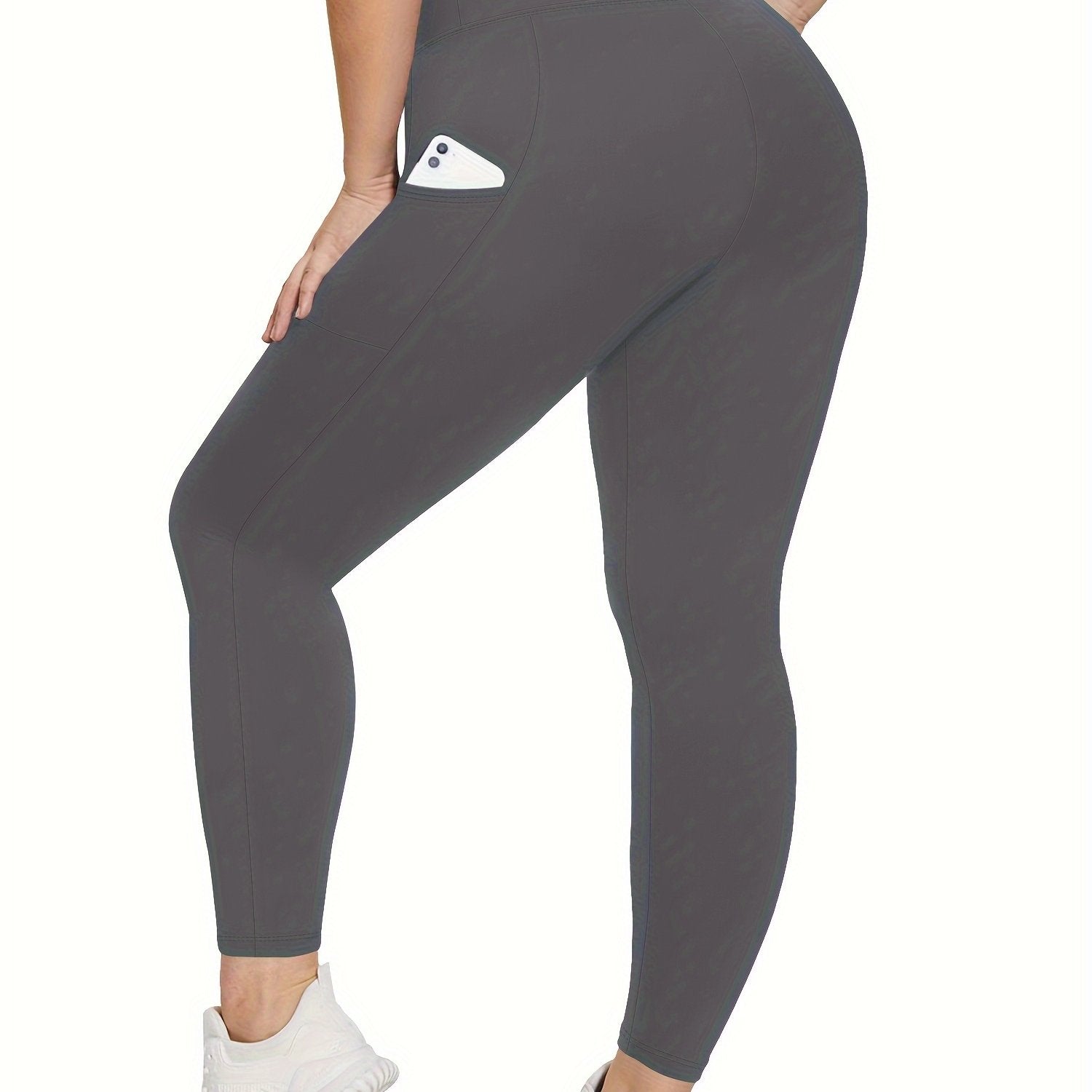 Plus Size Women's Solid Stretch Skinny Leggings High Waist Casual