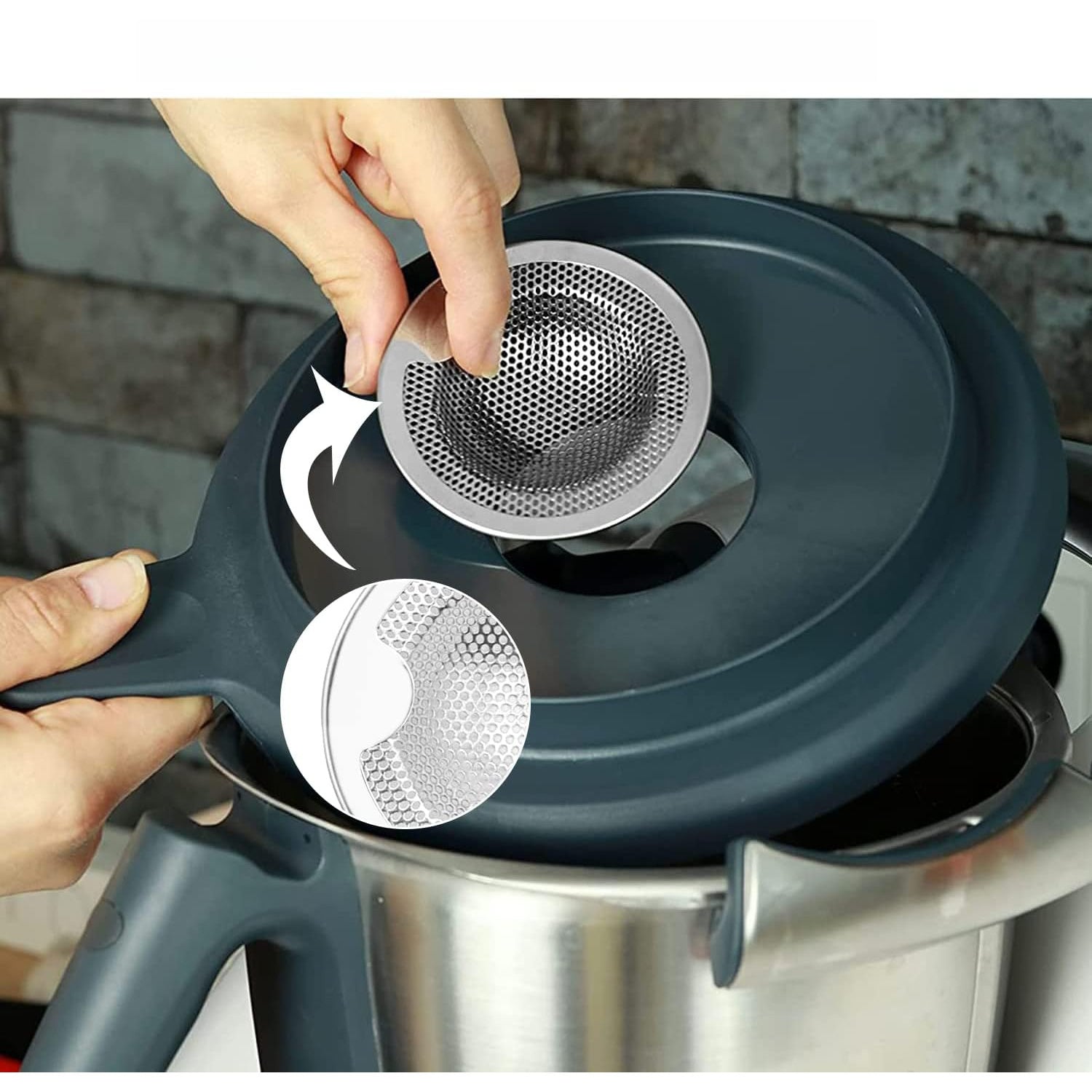 Set of 2 Stainless Steel Kitchen Strainer Sets for Food Processors Compatible with Thermomix TM5 TM6 TM31