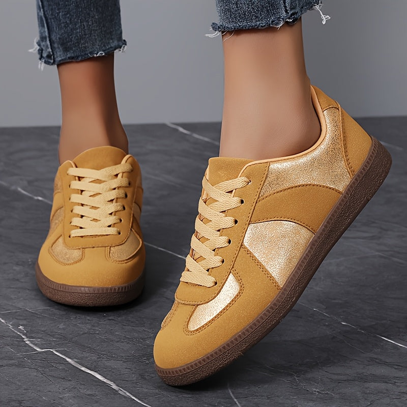 Women'S Casual Glitter Sneakers - Low Top Breathable Fabric Shoes