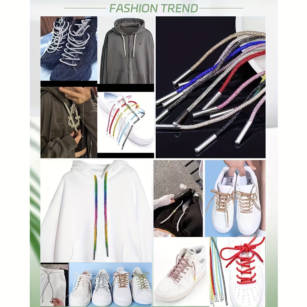 Unisex Rhinestone Shoelaces Solid Color Twist Ribbon DIY Shoe Accessories