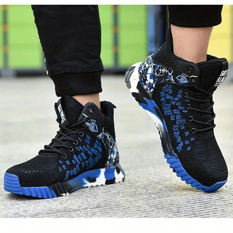Women's Anti-Smash Puncture Safety Work Boots Black Blue Slip-Resistant Durable Shoes