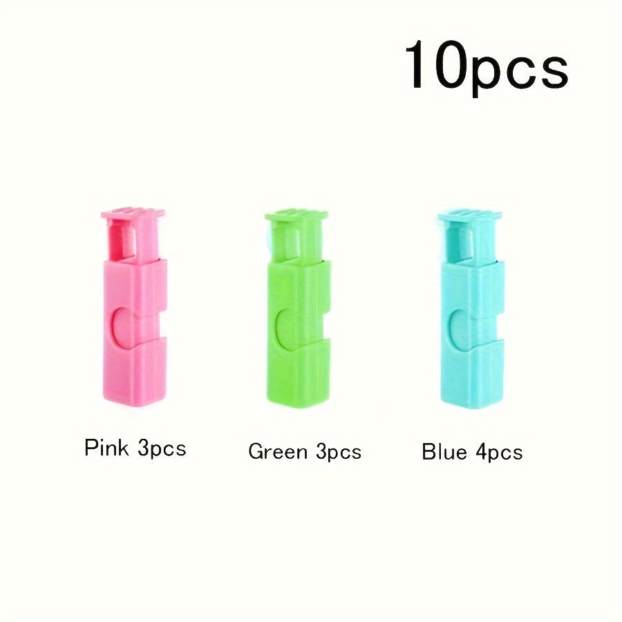 Ovqat saqlash va yangi holatini saqlash uchun 10 ta rang-barang plastmassa sumka kliplar to'plami