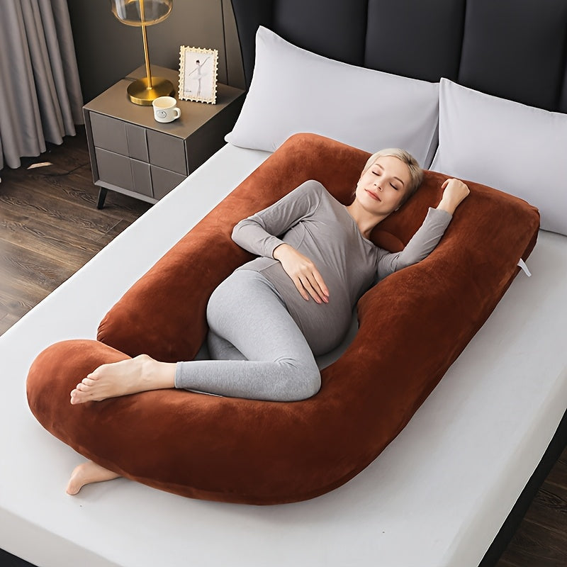 Pregnancy Pillow J-Shaped Full Body Support Soft Polyester Removable Cover