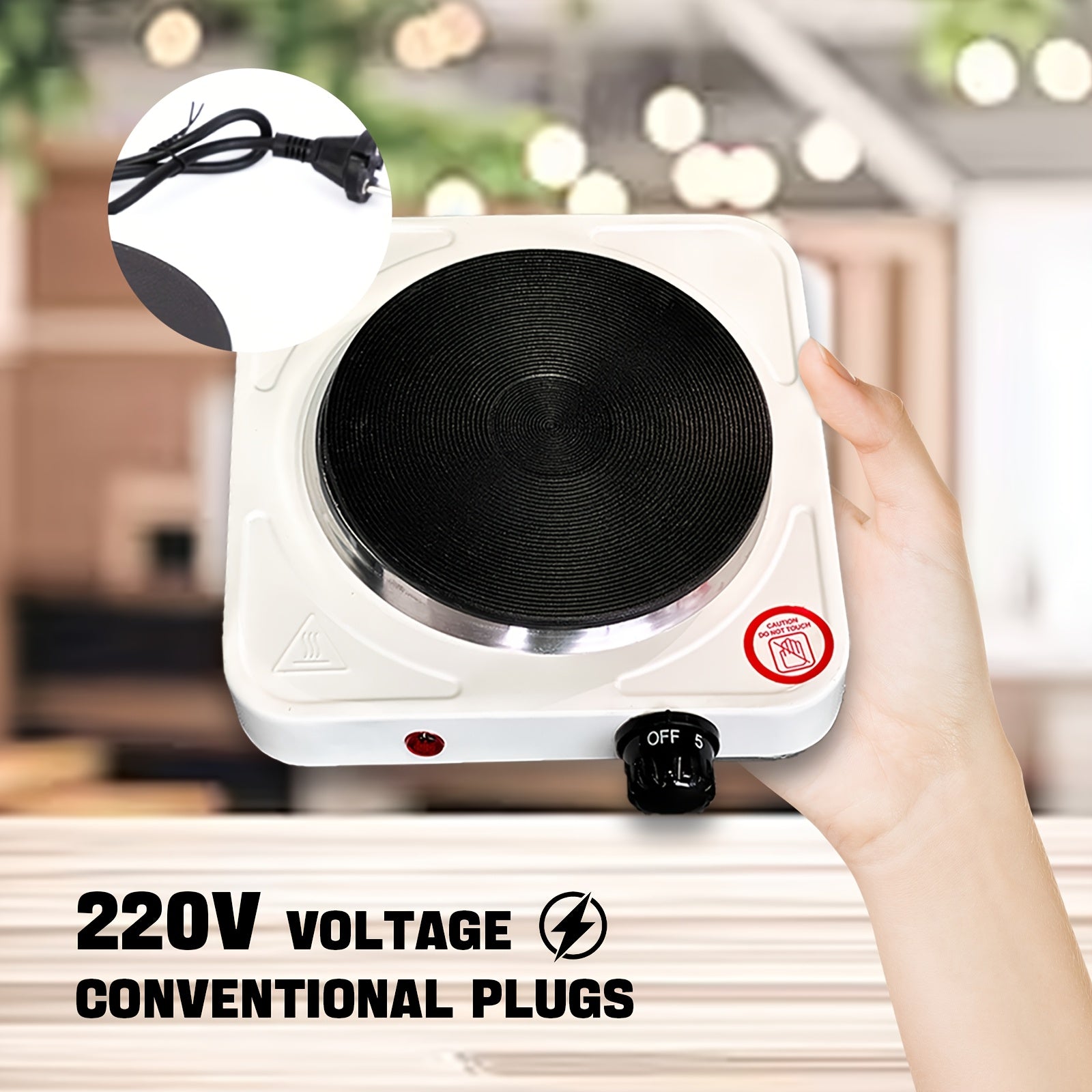 Small electric stove with coffee maker tea kettle iron construction European plug portable