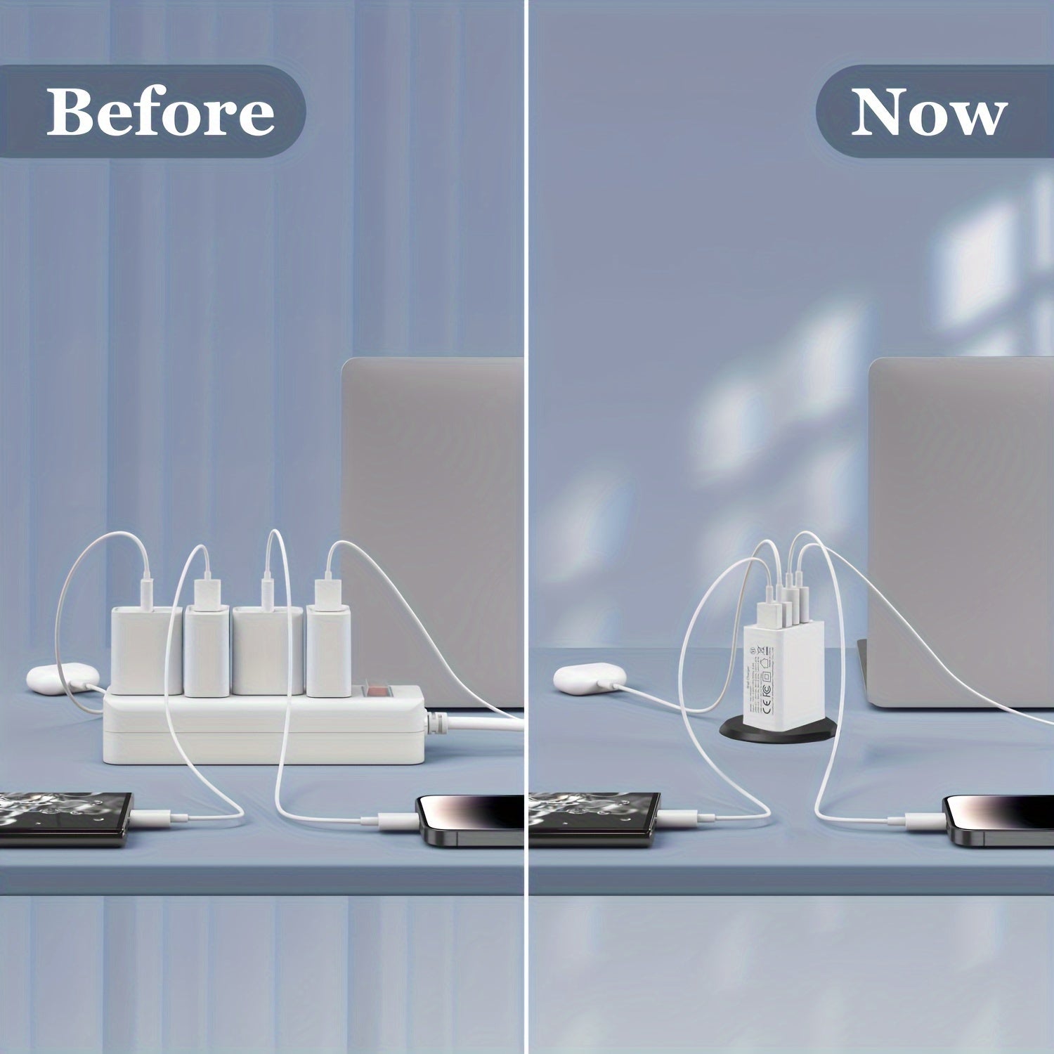 USB C Wall Charger 36W 4-Port Fast Charging for iPhone, Samsung Tablets