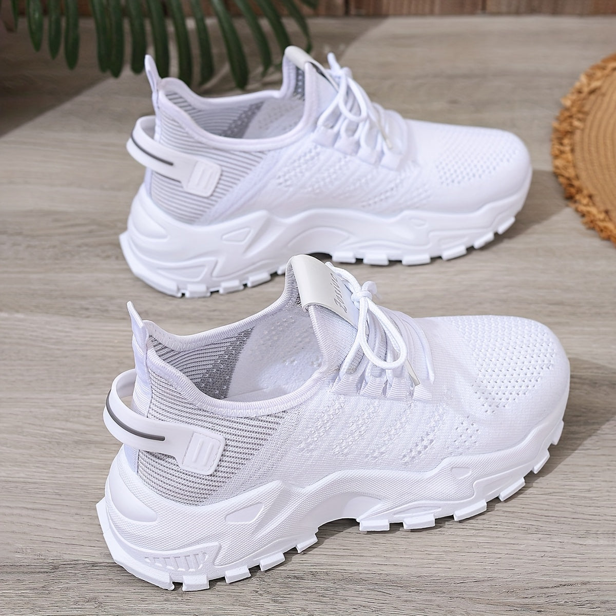 Women's Breathable Knit Sneakers Lightweight Casual Walking Shoes White