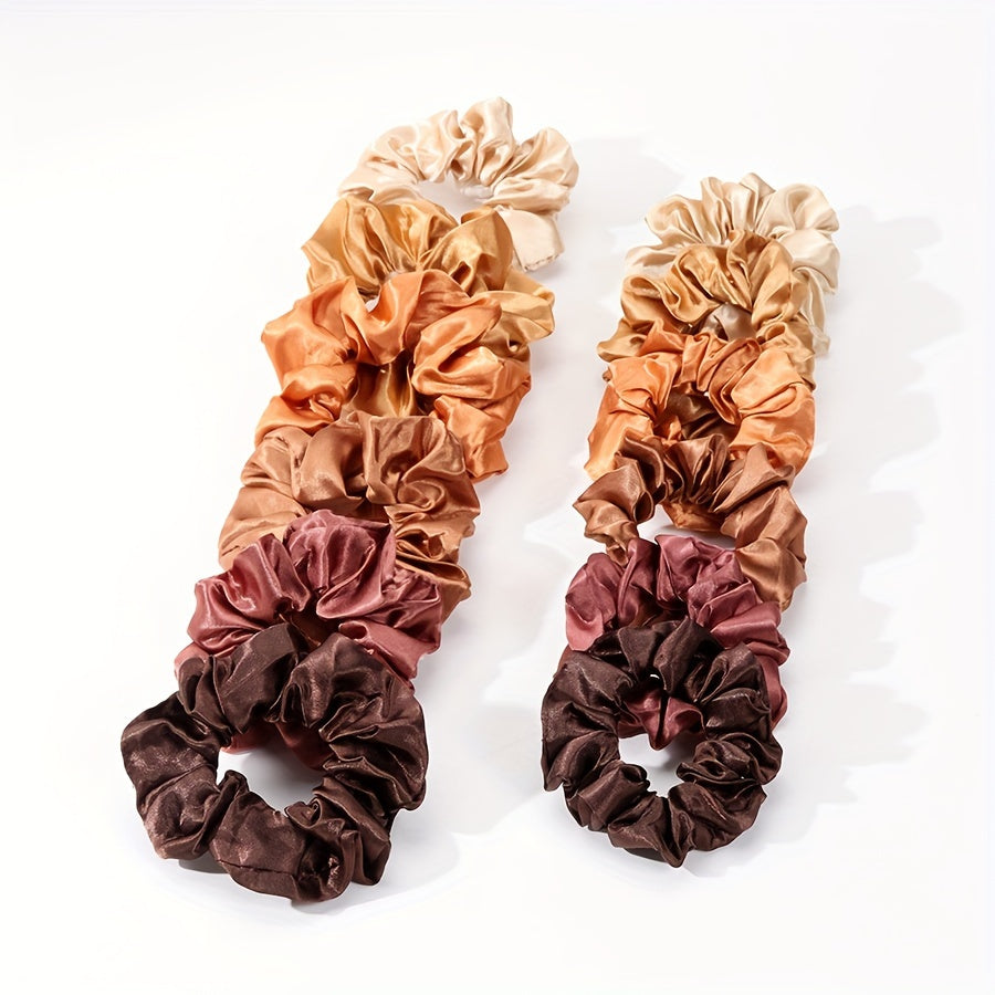 Set of 12 Satin Silk Hair Ties for Women, Jumbo Elastic Scrunchies