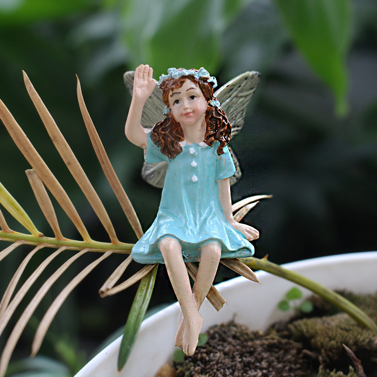 6 Resin Fairy Garden Statues Outdoor No Power Needed