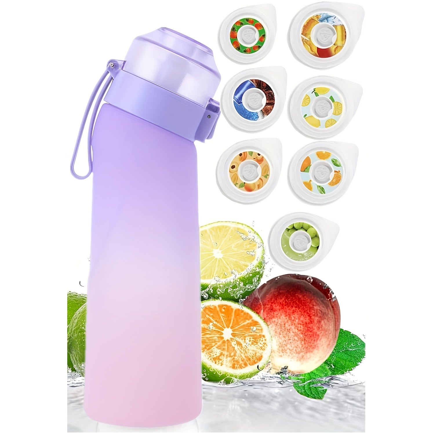 Water Bottle Set with 7 Fruity Scented Flavors for Outdoor Sports