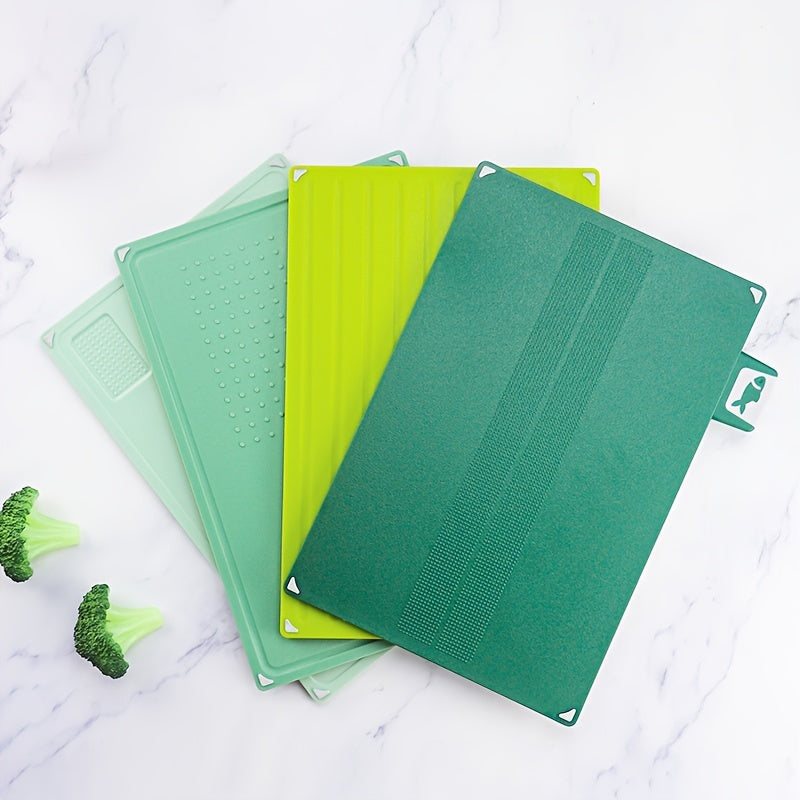 Set of 4 Square Plastic Cutting Boards with Non-Slip Base and Storage Rack