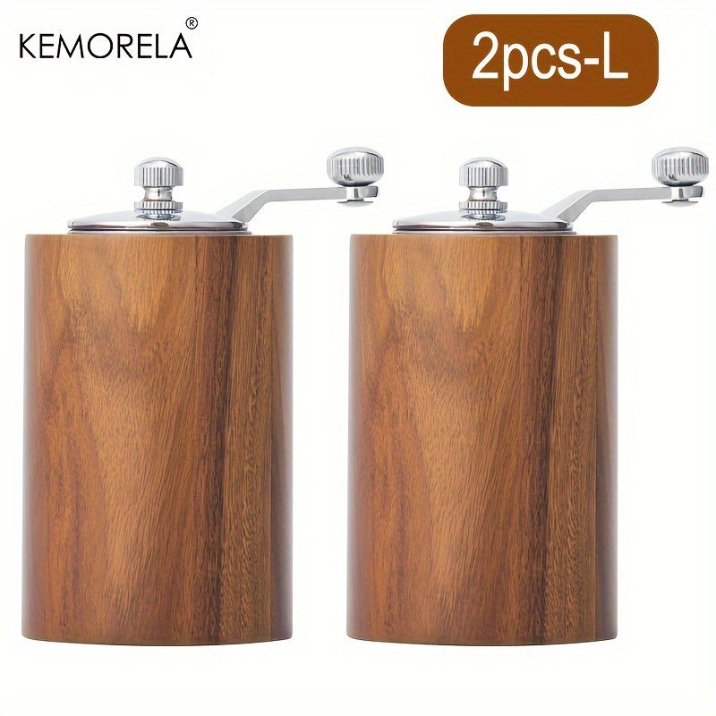 2-Piece Wooden Salt and Pepper Grinder Set Manual Spice Mill Kitchen Tool