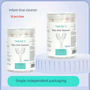 Упаковка из 30 одноразовых зубных щеток YING DE YI, предназначенных для бережного и безопасного ухода за зубами новорожденных и малышей с мягкой щетиной.
