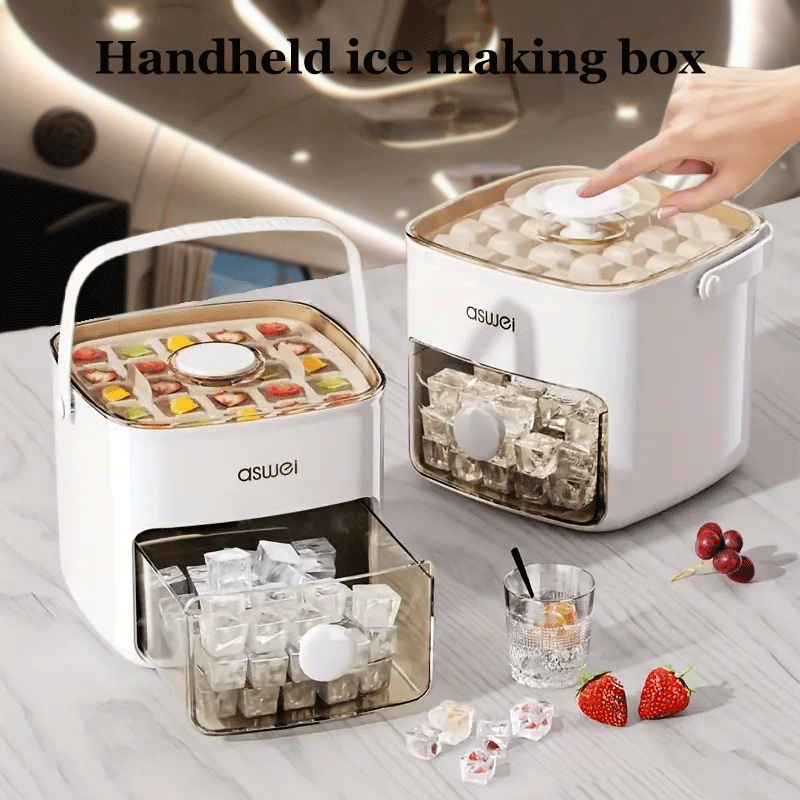 Manual Ice Maker Portable Hand-Cranked Ice Machine for 48 Cubes