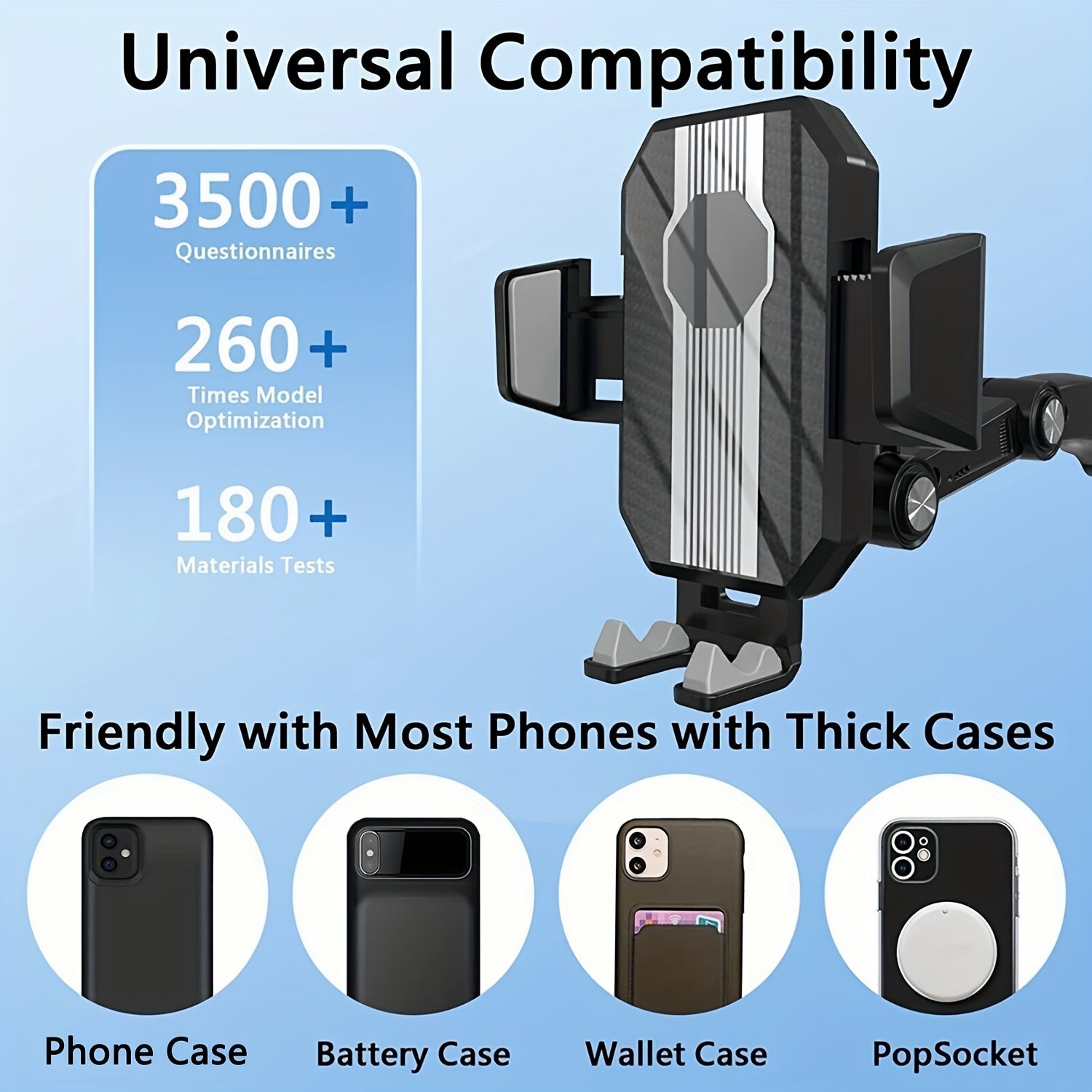 Universal 360° buriladigan mobil telefon uchun tutqich ABS katta o'lchamdagi yuk mashinasiga o'rnatish