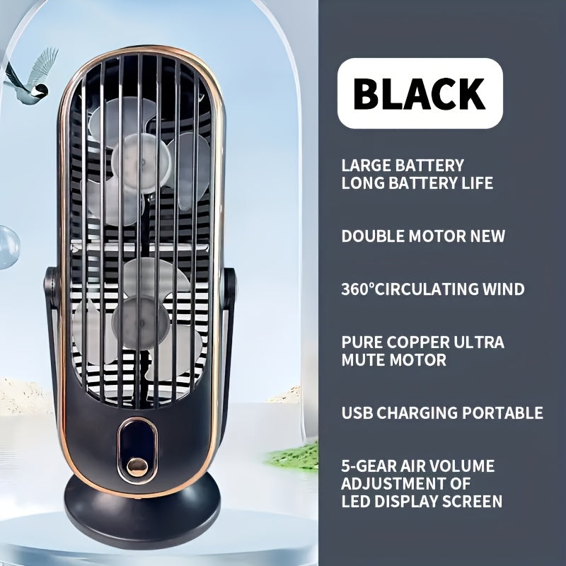 Ultra-Quiet USB Rechargeable Desktop Fan Compact Air Cooler for Office and Home