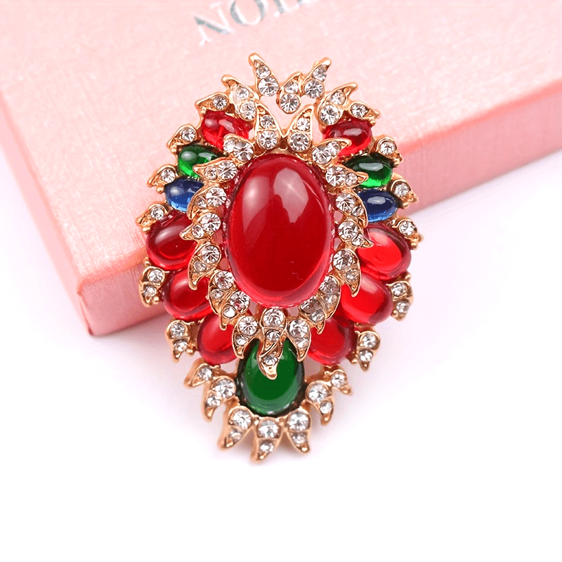 Vintage Brooch Pin Cross Design Rhinestones Jewelry for Ladies