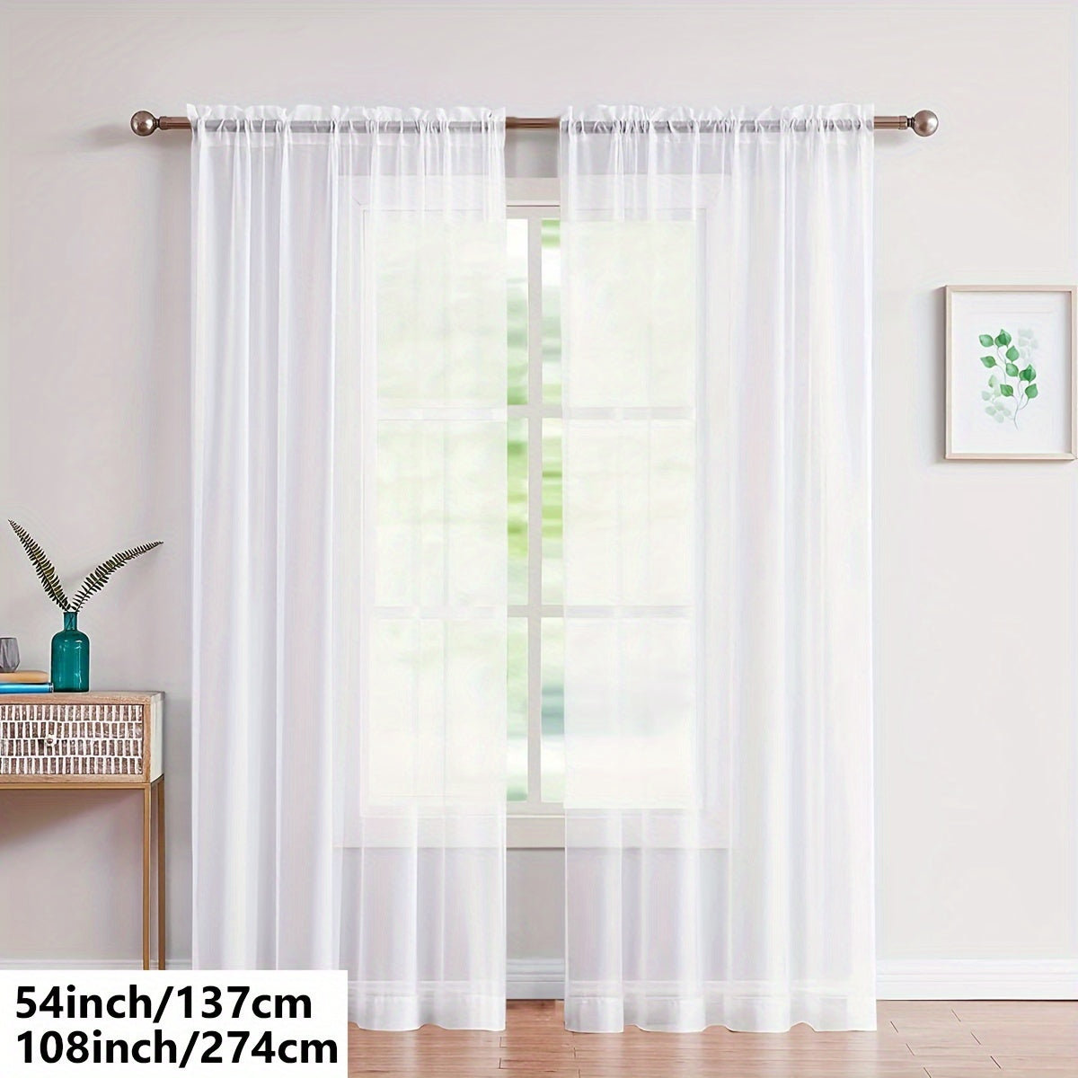 Cortinas de gasa blancas ligeras para sala de estar y dormitorio, transparentes, para barra