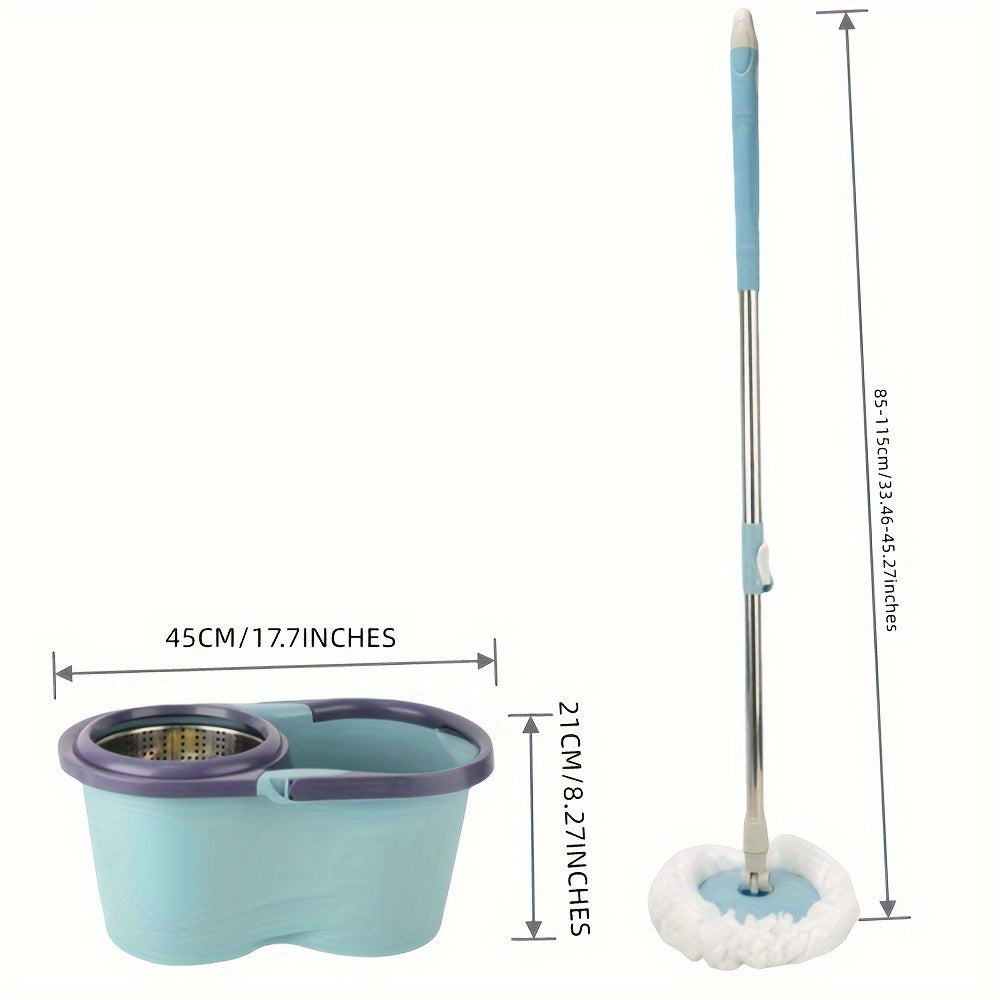 Spin Mop and Bucket Set with Microfiber Pads, 360° Swivel Head, Adjustable Handle for Household Cleaning