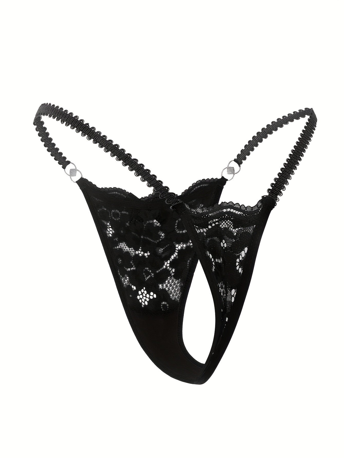 Women's Floral Lace Thongs with Bow Tie Cutout Lingerie