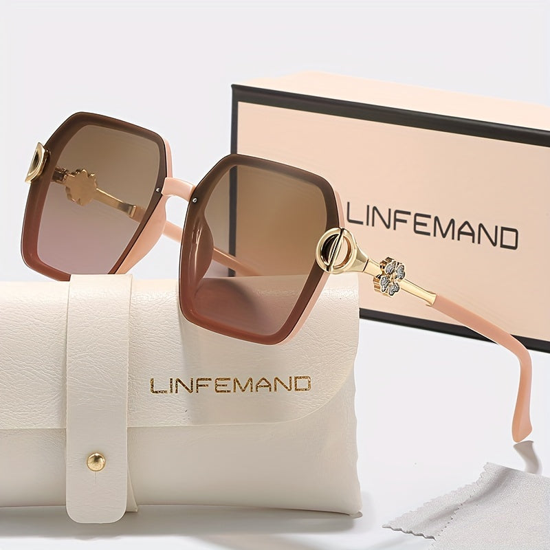 Women's Square Fashion Glasses with Gradient and Carved Design for Parties and Gifts