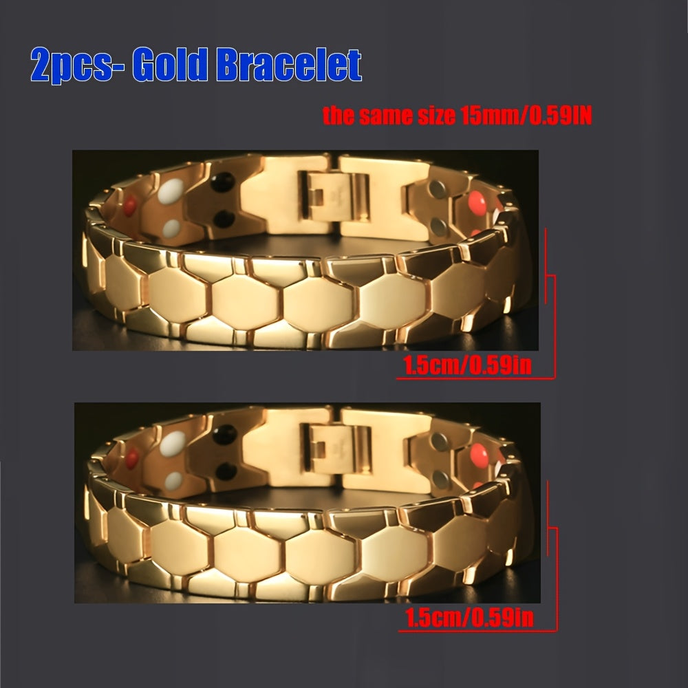 Conjunto de pulseras magnéticas para hombres y mujeres, doble fila, 3500 Gauss, regalo para el Día de San Valentín