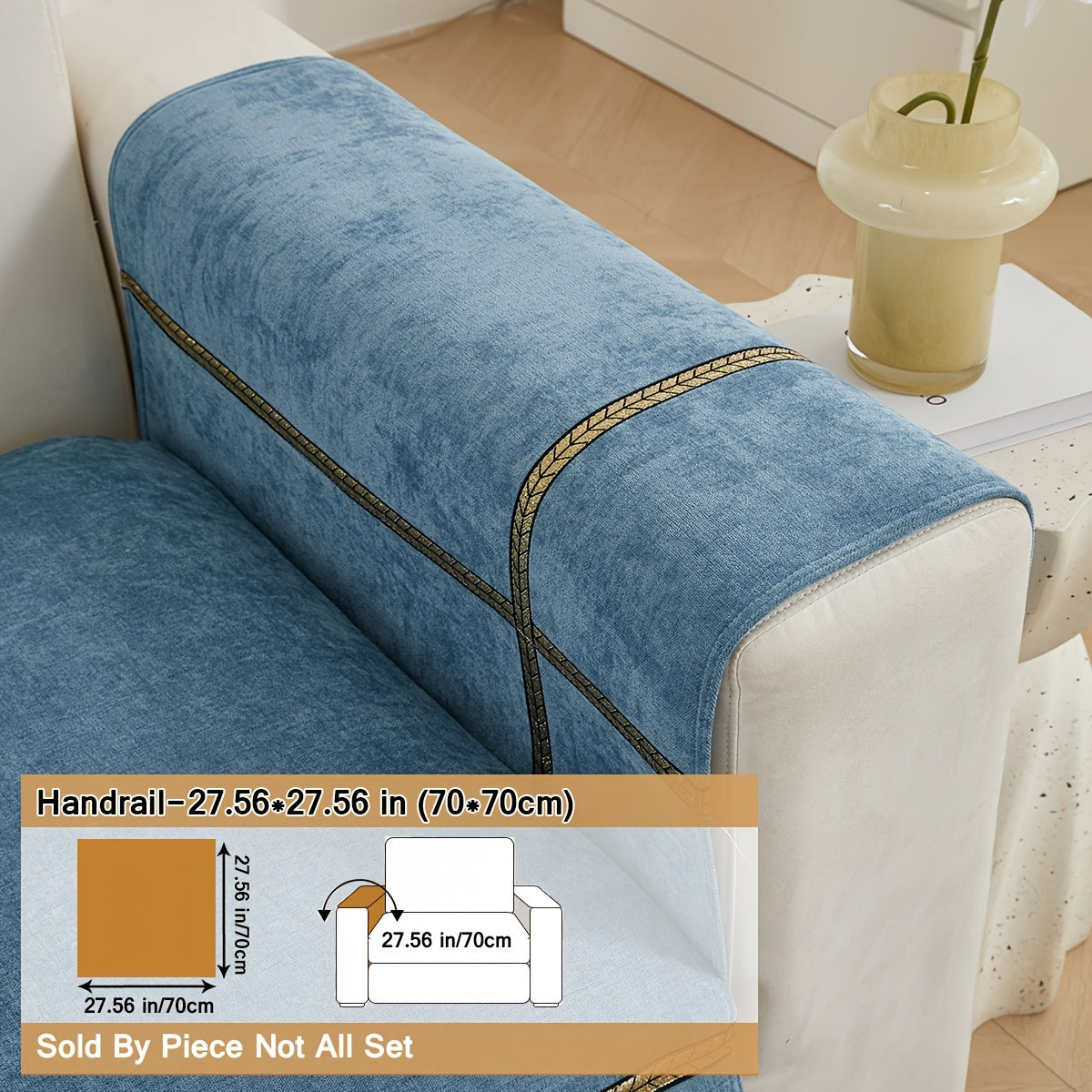 Серый чехол на диван из шенилля с золотой плетеной отделкой, противоскользящий, подходит для домашних животных, для 1-4 местных