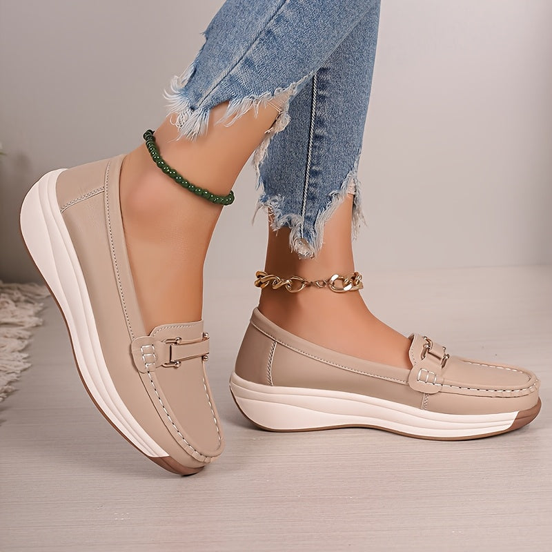 Women’s Solid Color Loafers Slip-On Flats Non-Slip Casual Shoes