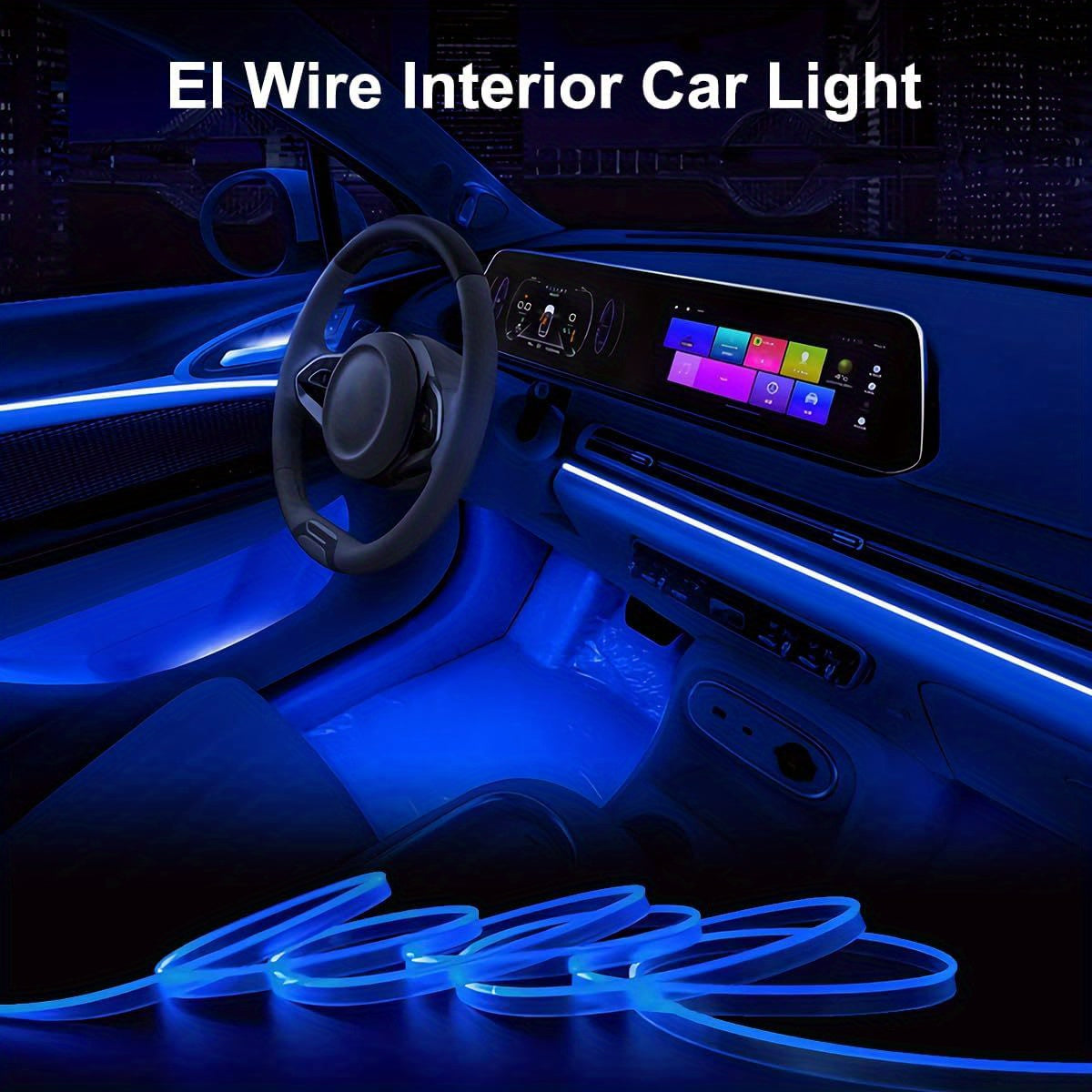 Car Interior LED Strip Lights 5m Neon Glow Strobing Ambient Lighting Kit