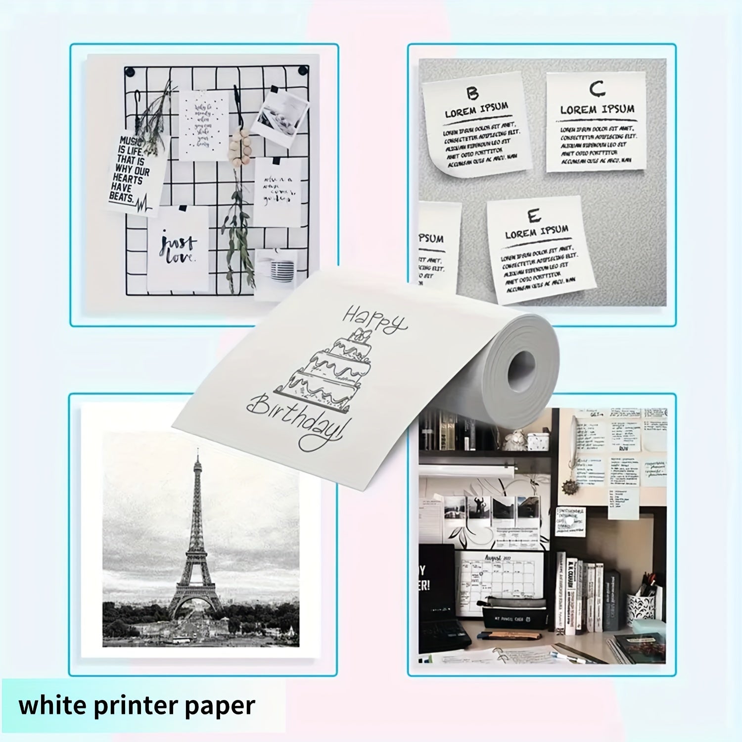 Mini Portable Thermal Wireless Printer with 3 Paper Rolls for Photos Labels and Lists