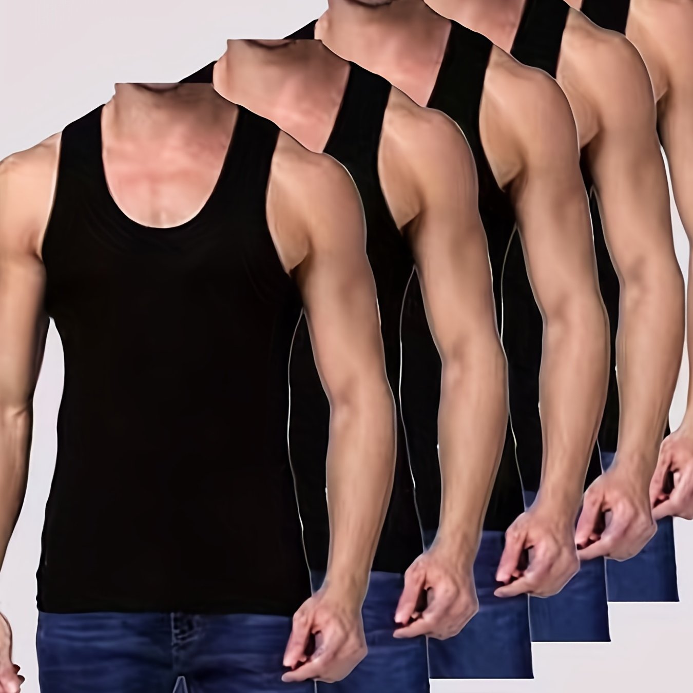 Men's Solid Color High Stretch Viscose Tank Tops Set of 5 for Fitness and Summer Pajamas