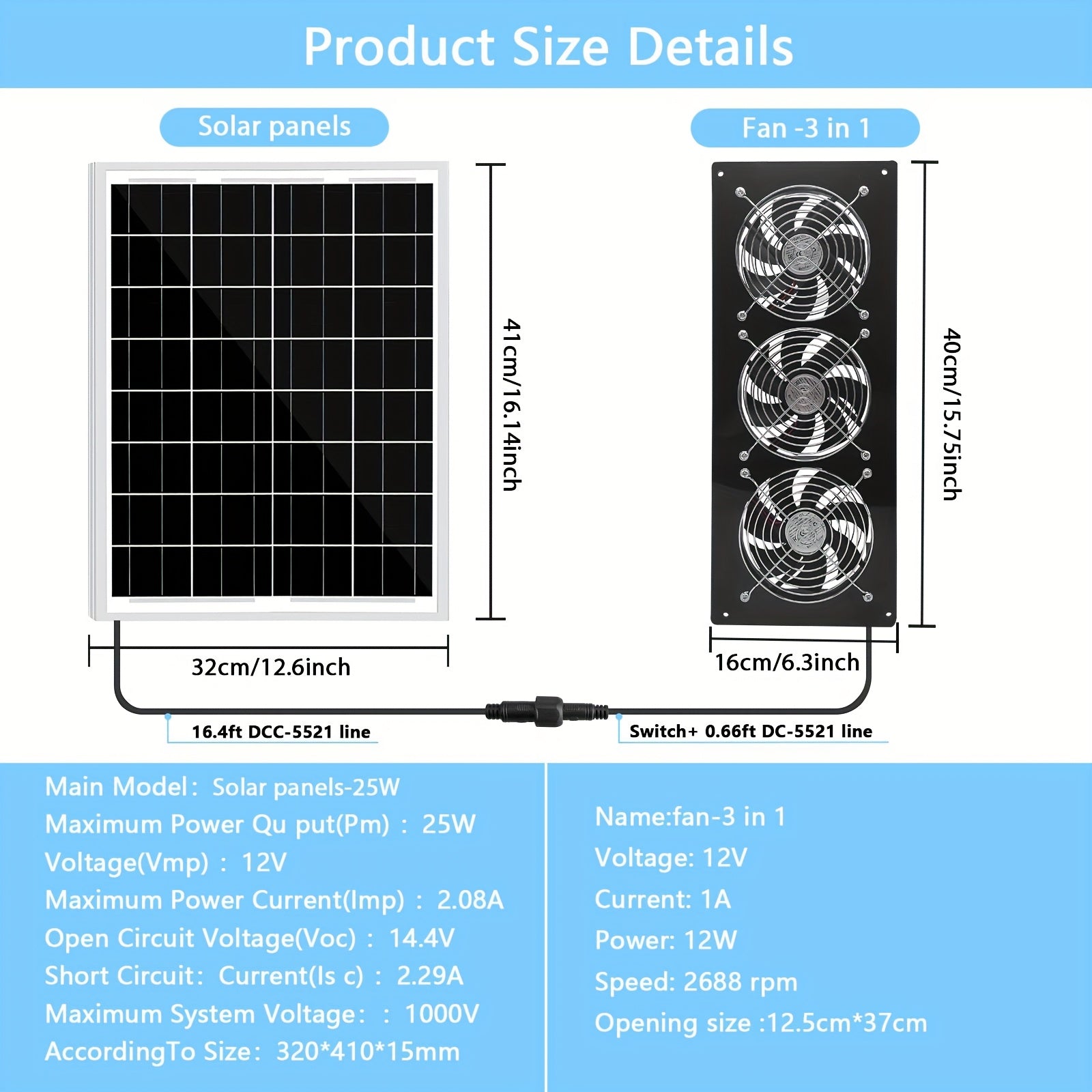 Набор солнечных электровентиляторов для вытяжки, солнечная панель 15 Вт, два высокоскоростных вентилятора для теплиц и сараев
