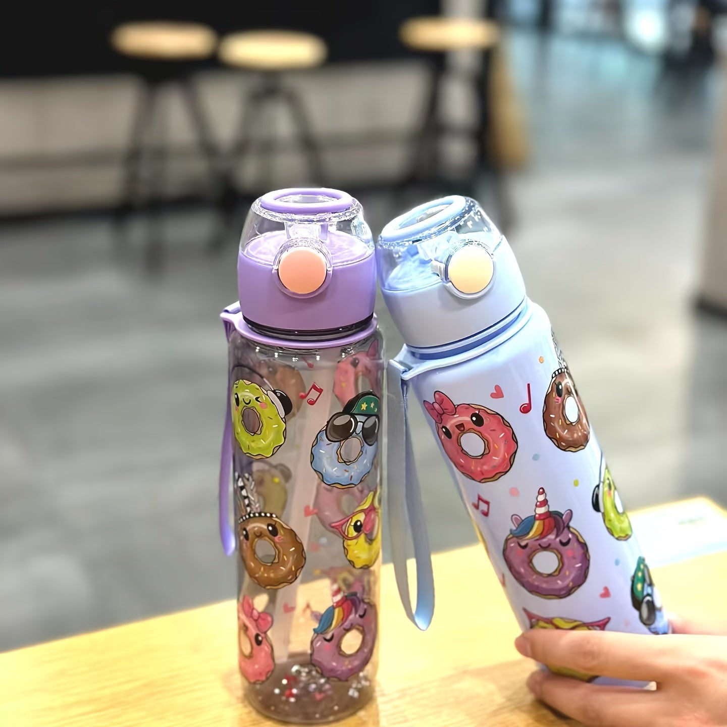 Cute Donut Design Water Bottle 700ml BPA-Free High-Temp Resistant Portable Leak-Proof Outdoor Use
